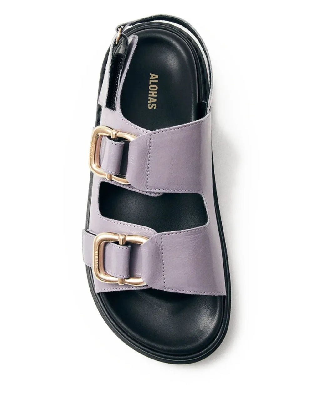 ALOHAS Lavender Double Buckle Slide Sandal with Gold Hardware